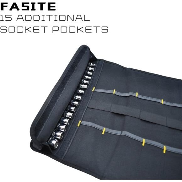 Tool Roll Organizer - 35 Pockets Roll Up Bag Wrench/Pliers Pouch for Craftwork - Picture 5 of 7